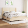 vidaXL Posteľný rám boxspring s matracom krémový 180x200 cm látka