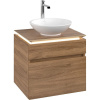 VILLEROY & BOCH Legato závesná skrinka pod umývadlo na dosku (umývadlo v strede), 2 zásuvky, s LED osvetlením, 600 x 500 x 550 mm, Oak Kansas, B568L0RH