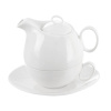 Porcelánový hrnček s šálkou na čaj, biely, MONA 3 ks /Orion