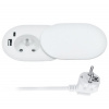 Solight 1z + USB A+C 20W PD vstavaná zásuvka s posuvným viečkom, 2m, matná biela