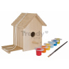Drevená vtáčia búdka Outdoor Birdhouse Eichhorn Poskladaj a vymaľuj - so štetcom a farbami od 6 rokov