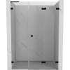 Mexen Lunar-F, L pravé skladacie sprchové dvere 135 cm, 8mm číre sklo, čierny matný profil, 836SL-135-050-70-00-P