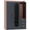 CPL Trojdverová šatníková skriňa s osvetlením Khalisa-ružová,čierna