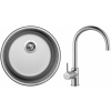 Set Sinks N19 (dřez Round 450 V 0,6 mm, matný + baterie Vitalia Chrom - lesklý)
