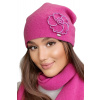 Kamea Malinová dámska čiapka s kvetom Kamea Inka, Veľkosť uni, Farba malinová