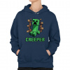 Creeper - dámska mikina s potlačou pre fanúšikov hry Minecraft - Tričkový | M | Navy | Mikina s kapucňou - damska
