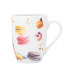 Altom Design Porcelánový hrnček Sweet Moments 320 ml – hrnček s motívom makróniek a muffinov na sladké chvíle pri káve a čaji