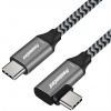 PREMIUMCORD Zahnutý kabel USB-C (USB 3.2 Gen 2, 3A, 60W, 20Gbit/s), hliníkové krytky konektorů, 2m ku31cu2