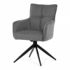 Autronic Židle jídelní, taštičkové pružiny v sedáku, 180° otočný mechanismus, šedá voděodolná látka, černý kov DCH-P3170 GREY2