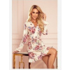 Numoco 297-2 CAROLINE šaty s volánikmi a výstrihom - kvety na svetlom pozadí