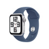 Apple Watch SE GPS 40mm Strieborné Hliníkové Puzdro s Denimovým Športovým Remienkom - M/L