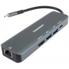 PremiumCord USB-C na HDMI + 2x USB3.2 + PD 100W + RJ45 10/100/1000Mbps adaptér ku31dock19
