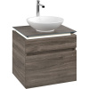 VILLEROY & BOCH Legato závesná skrinka pod umývadlo na dosku (umývadlo v strede), 2 zásuvky, s LED osvetlením, 600 x 500 x 550 mm, Stone Oak, B568L0RK
