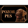 Hladkosrstý retríver - Kovová tabuľka POZOR PES