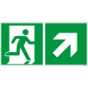 Značka Únikový východ hore vpravo, ISO 7010, hliník, LN, 400 x 200 mm, 5 ks