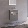 KEUCO Stageline závesná skrinka pod umývadlo, 1 dvierka + 1 priehradka, s elektrinou, pánty vpravo, 460 x 380 x 625 mm, inox matný, 32822290112