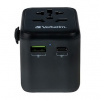 Verbatim, Cestovní adaptér univerzální World-to-World UTA-02 USB-A, USB-C, černý, 20 W