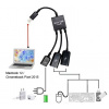 3 v 1 Micro USB HUB DVOJITÝ USB 2.0 OTG ADAPTÉR