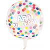 Fóliový balón guľatý Happy Birthday bodkovaný 38cm