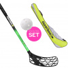 FLOORBEE Albatross 36 JR Green + Stickbag & Ball čierna / zelená, Ľavá (ľavá ruka dole), 65cm (=75cm)