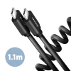 AXAGON BUCM-CM20TB, TWISTER kábel USB-C USB-C, 1.1m, USB 2.0, PD 60W 3A, ALU, tpe, čierny BUCM-CM20TB