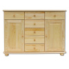 Drewmax Komoda KD153, 125x92x42, borovice (Barva dřeva: Přírodní (lakovaná))
