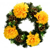 DOMMIO Dušičkový veniec so žltými chryzantémami, 30 cm