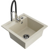 Mexen Vito, 1-komorový granitový drez 490x520x210 mm a drezová batéria Aster, béžová, 6503-69-73450-07-B