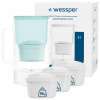 Sklenená filtračná kanvica Wessper D2 BOROSILICATE 3l mätová + 4x filter