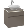 VILLEROY & BOCH Legato závesná skrinka pod umývadlo na dosku (umývadlo v strede), 2 zásuvky, s LED osvetlením, 600 x 500 x 550 mm, Truffle Grey, B568L0VG