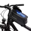 Držák Wozinsky - voděodolná kapsa na kolo s upínáním na rám kola a objemem 1,7l - černá včetně průhledné kapsičky na mobilní telefon (Wozinsky Bike Frame Bag 1.7l Phone Cover Black (WBB28BK))