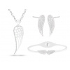 Biju Set z chirurgickej ocele anjelské krídla, retiazka + náušnice + náramok so zirkónmi a perleťou 178