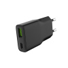 Univerzální USB nabíječka Natec RIBERA GaN SLIM, 20 W, 1X USB-A + 1X USB-C, Černá