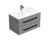 Swiss aqua technologies Koupelnová skříňka s černou úchytkou a umyvadlem SAT Cube Way 80x53x46 cm beton mat CUBE46C802BEMOD