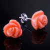 Silver.ag Náušnice strieborné, korál, ruža E1594