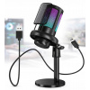 ŠTÚDIOVÝ KONDENZÁTOROVÝ MIKROFÓN USB/TYP-C S POP-FILTROM PLUG&PLAY ME6S RGB