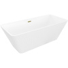 Mexen Tava voľne stojaca ryhovaná vaňa 170 x 75 cm, biela, prepad zlatý - 52851707500-50