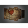Obraz na plátne viacdielny - OB3477 - Drevené srdce 100cm x 60cm - S17