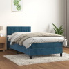 vidaXL Posteľný rám boxsping s matracom tmavomodrý 90x190 cm zamat - Modrá - 208771-142409