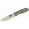 Vega ESEE-4P-MB-DT univerzálny nôž 11,4cm, pieskovohnedá Micarta, pripínacie zelené plastové puzdro MOLLE