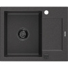 Mexen Enzo, granitový drez 576x465x174 mm, 1-komorový, čierna-škvrny s čiernym sifónom, 6506571005-76-B