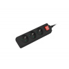 Prodlužovací kabel Lanberg PS1, 3 zásuvky, 3m vypínač, černá PS1-03E-0300-BK