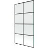 Mexen Next L, 1-krídlová vaňová zástena 100 x 150 cm, 6mm číre sklo-čierny vzor, 6mm číre sklo, profil brúsená oceľ, 895-100-000-03-77-97