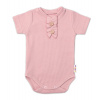 Baby Nellys Dojčenské rebrované body s gombíkmi kr. rukáv, Girl - púdrové 74 (6-9m)