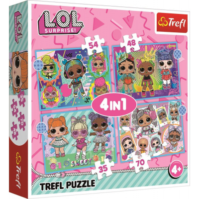 Puzzle Trefl Puzzle LOL Surprise: Zoznámte sa s bábikami 4v1 (35,48,54,70 dielikov) (34613)