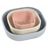 Jedálenská súprava Silicone Nesting Bowl Set Beaba Velvet Grey Cotton Dusty Rose zo silikónu 3-dielna sivo-ružovo-biela od 4 mes