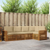 Rohová sofa sada 5 pcs Přirozená a Béžová Masivní akátové dřevo 3374818