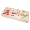 VIGA Drevené puzzle v krabičke - obliekanie - Medvedia rodinka 4-členná