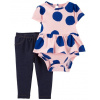 CARTER'S Set 2dielny legíny, body kr. rukáv PinkBlue Dots dievča NB/ veľ. 56