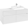 VILLEROY & BOCH Collaro závesná skrinka pod umývadlo na dosku (umývadlo vpravo), 4 zásuvky, 1200 x 500 x 548 mm, Glossy White, C07200DH